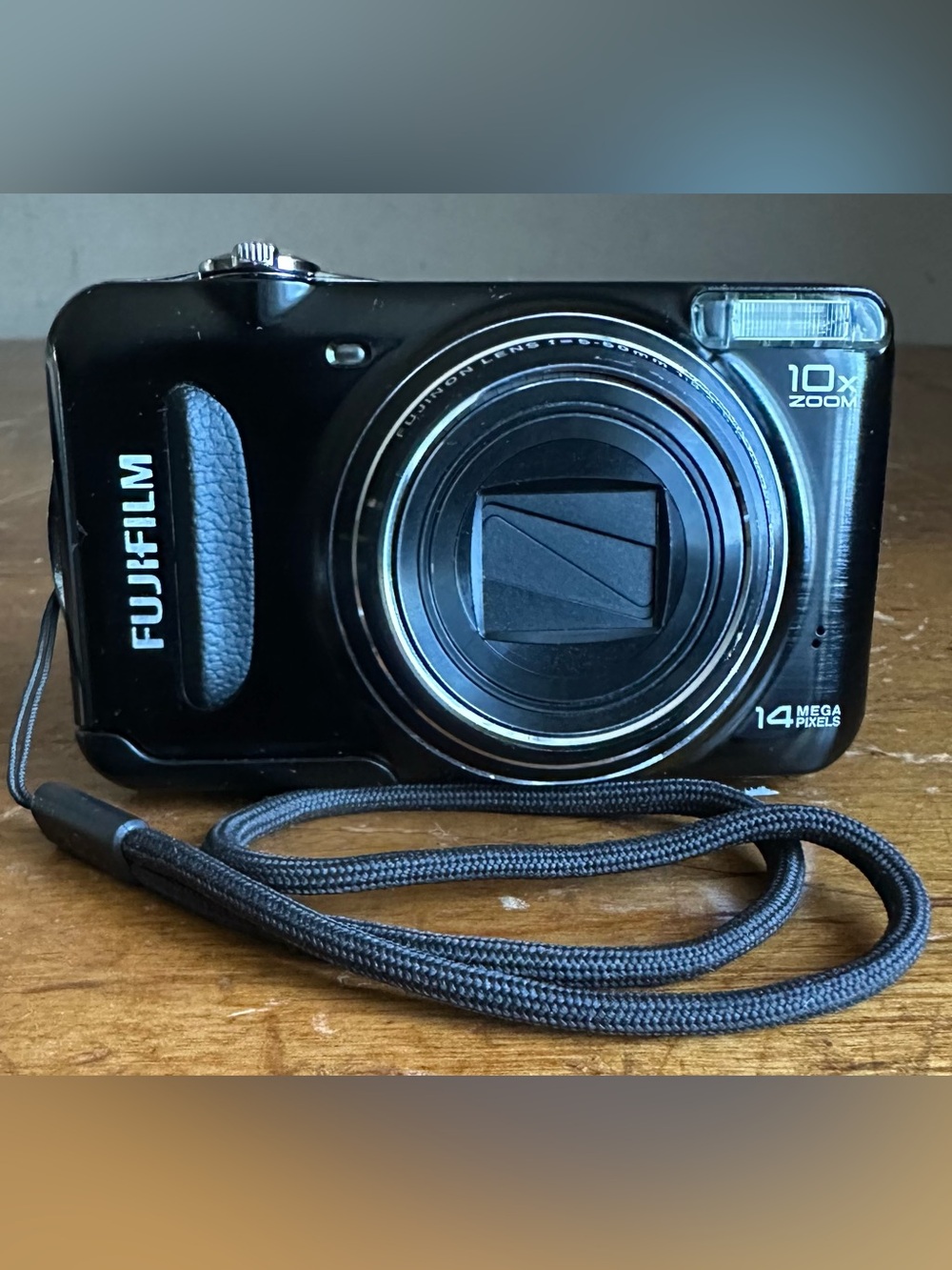 Fujifilm Black Compact Point-and-Shoot Camera with Wrist Strap